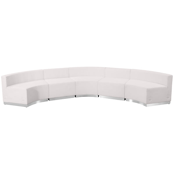 Melrose White |#| 5 PC White LeatherSoft Modular Reception Configuration w/Taut Back &Seat