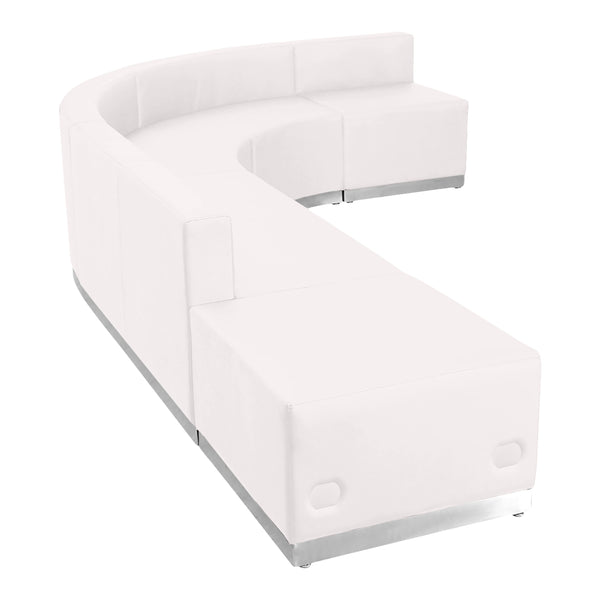 Melrose White |#| 5 PC White LeatherSoft Modular Reception Configuration w/Taut Back &Seat