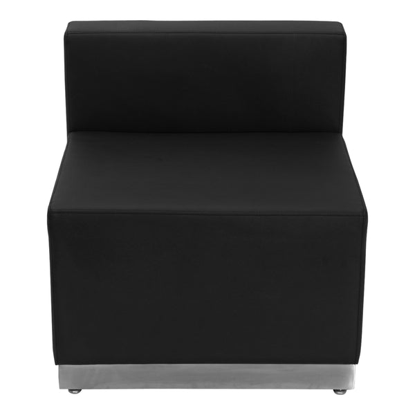 Black |#| 5 PC Black LeatherSoft Modular Reception Configuration w/Taut Back &Seat