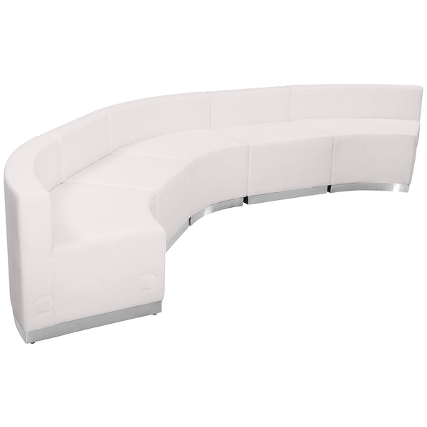 Melrose White |#| 5 PC White LeatherSoft Modular Reception Configuration w/Taut Back &Seat