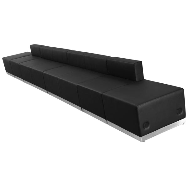 Black |#| 6 PC Black LeatherSoft Modular Reception Configuration w/Taut Back &Seat