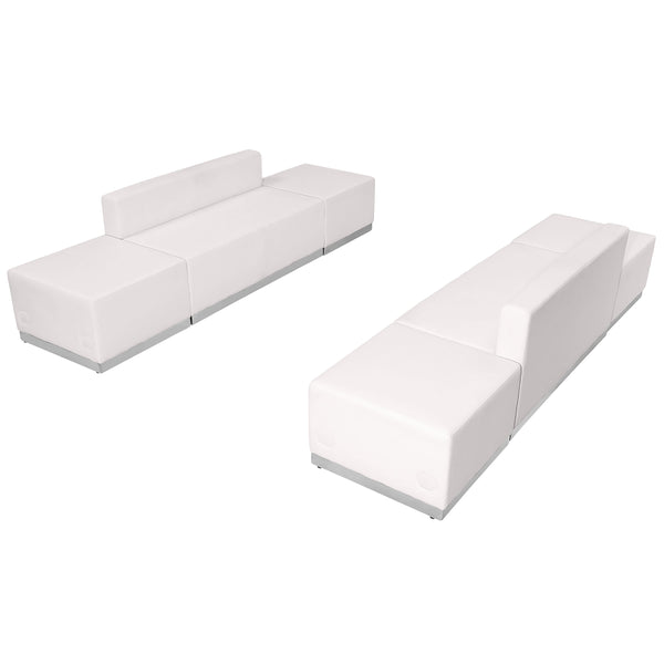 Melrose White |#| 6 PC White LeatherSoft Modular Reception Configuration w/Taut Back &Seat