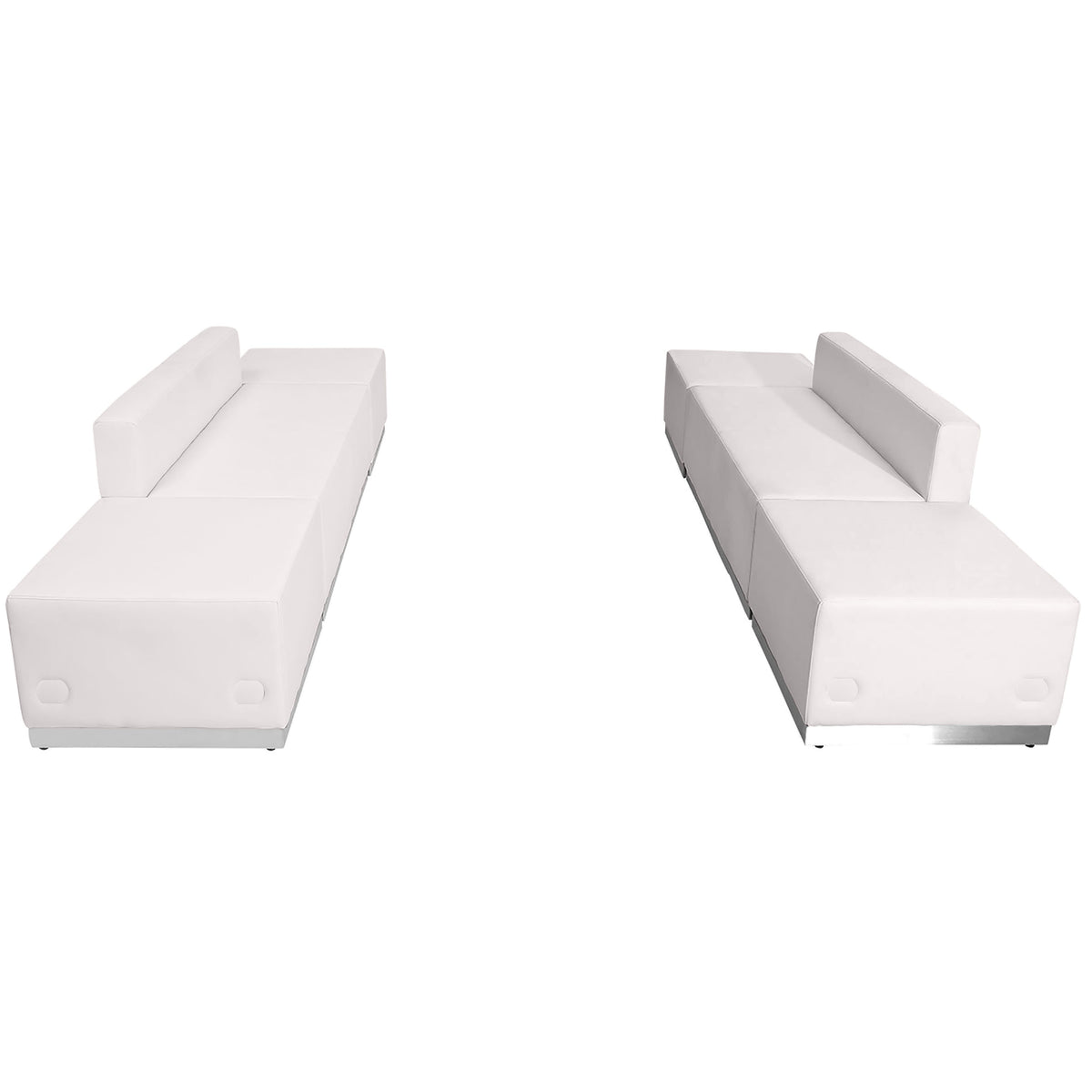 Melrose White |#| 6 PC White LeatherSoft Modular Reception Configuration w/Taut Back &Seat