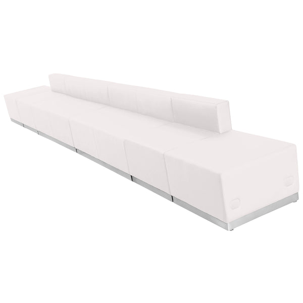 Melrose White |#| 6 PC White LeatherSoft Modular Reception Configuration w/Taut Back &Seat