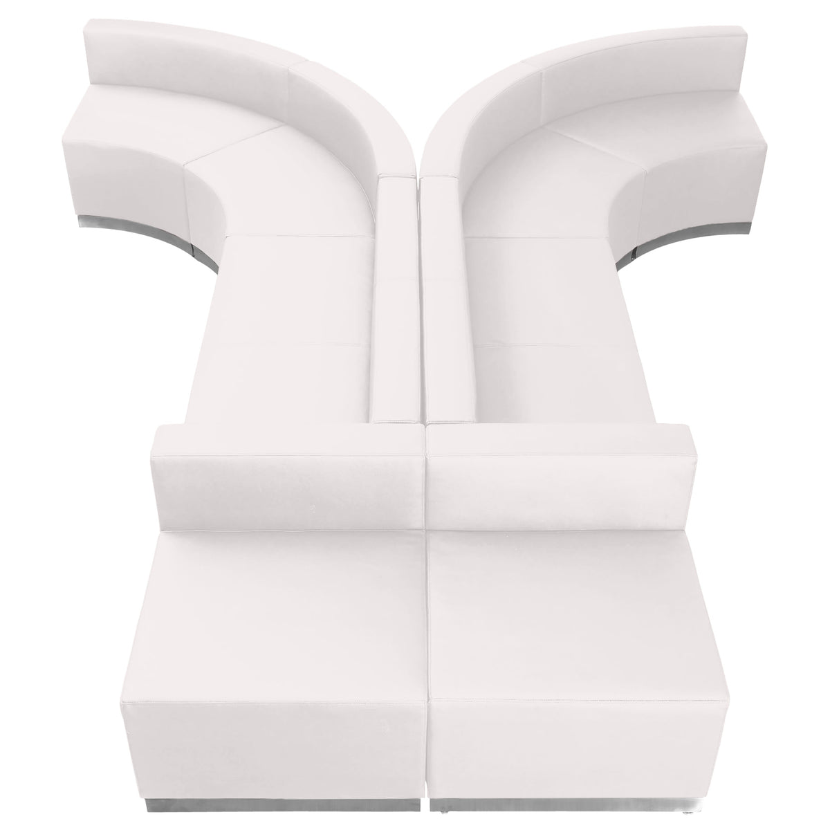 Melrose White |#| 8 PC White LeatherSoft Modular Reception Configuration w/Taut Back &Seat