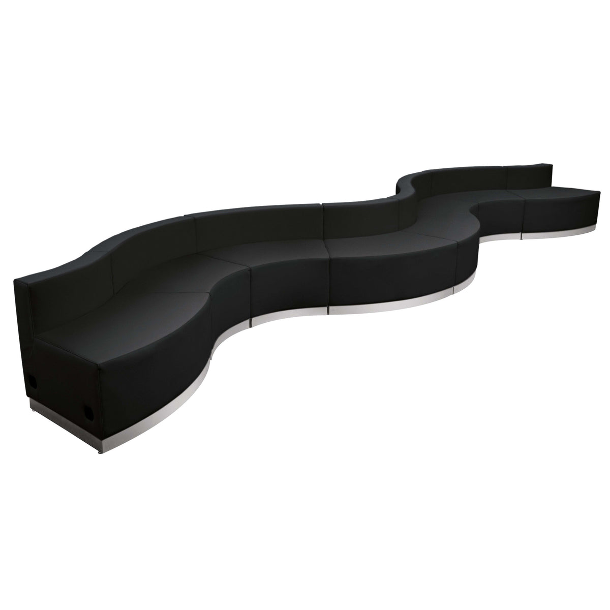 Black |#| 8 PC Black LeatherSoft Modular Reception Configuration w/Taut Back &Seat