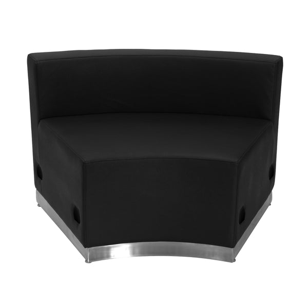 Black |#| 9 PC Black LeatherSoft Modular Reception Configuration w/Taut Back &Seat