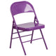 Impulsive Purple |#| Impulsive Purple Triple Braced & Double Hinged Metal Folding Chair - Vivid Color