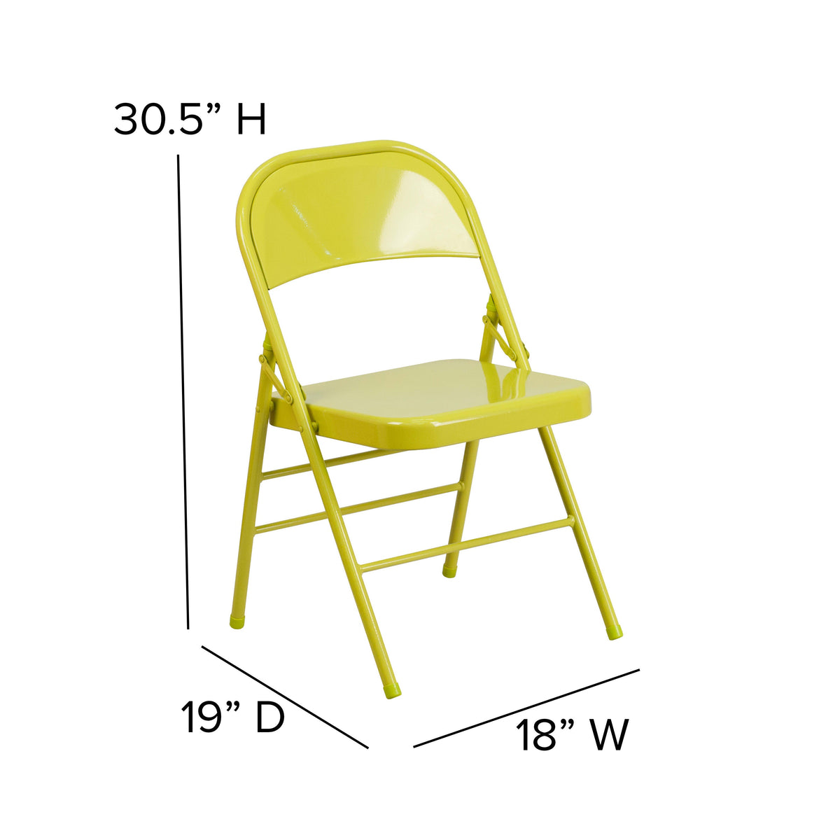 Twisted Citron |#| Twisted Citron Triple Braced & Double Hinged Metal Folding Chair - Event Chair