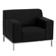 Black LeatherSoft Chair w/Line Stitching &Integrated Stainless Steel Frame