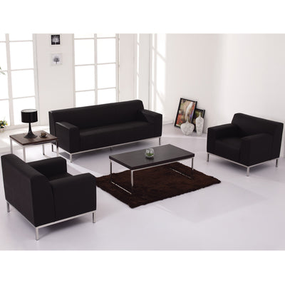 HERCULES Definity Series Contemporary LeatherSoft Loveseat with Line Stitching and Integrated Stainless Steel Frame