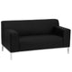 Black LeatherSoft Reception Room Set w/ Line Stitching &Stainless Steel Frame