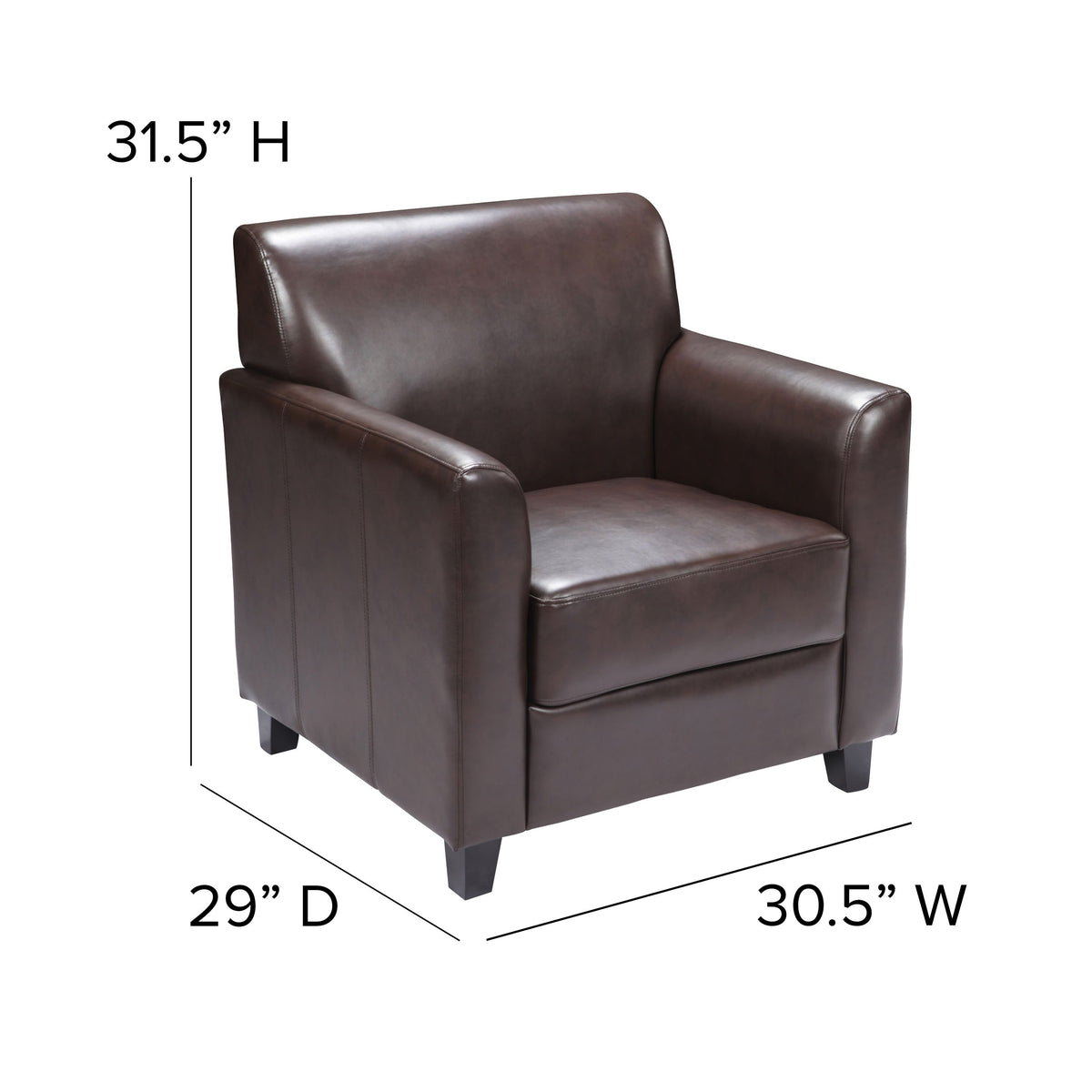 Brown |#| Brown LeatherSoft Chair with Clean Line Stitched Frame - Reception Seating