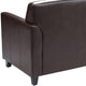 Brown |#| Brown LeatherSoft Loveseat w/ Clean Line Stitched Frame - Reception Seating