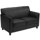 Black |#| Black LeatherSoft Loveseat w/ Clean Line Stitched Frame - Reception Seating