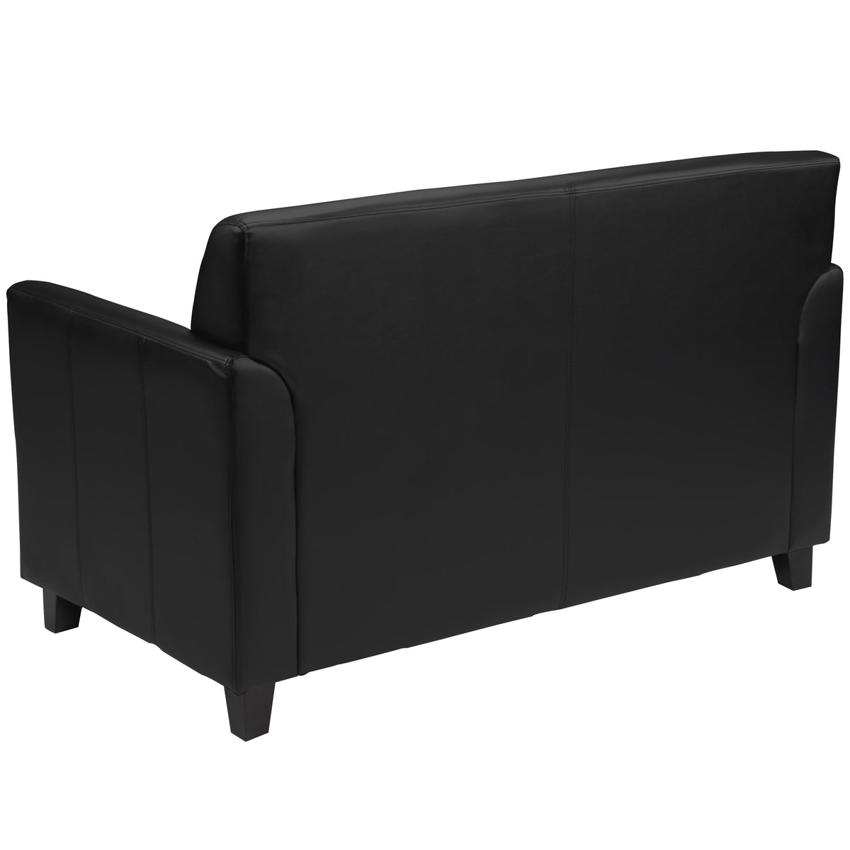 Black |#| Black LeatherSoft Loveseat w/ Clean Line Stitched Frame - Reception Seating