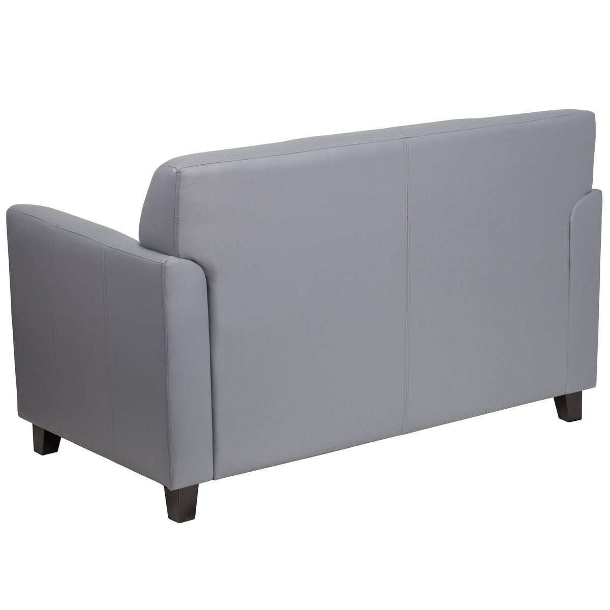Gray |#| Gray LeatherSoft Loveseat with Clean Line Stitched Frame - Reception Seating