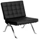 Black |#| Black LeatherSoft Button Tufted Armless Lounge Chair w/Designer Curved Legs