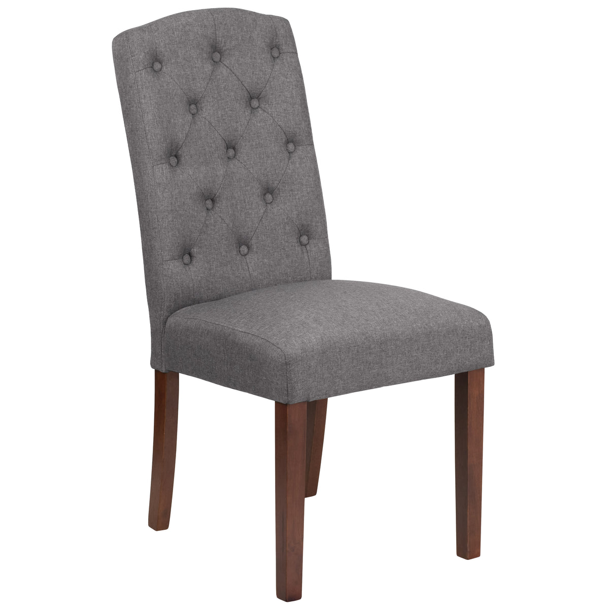 Gray Fabric |#| Gray Fabric Upholstered Diamond Patterned Button Tufted Parsons Chair