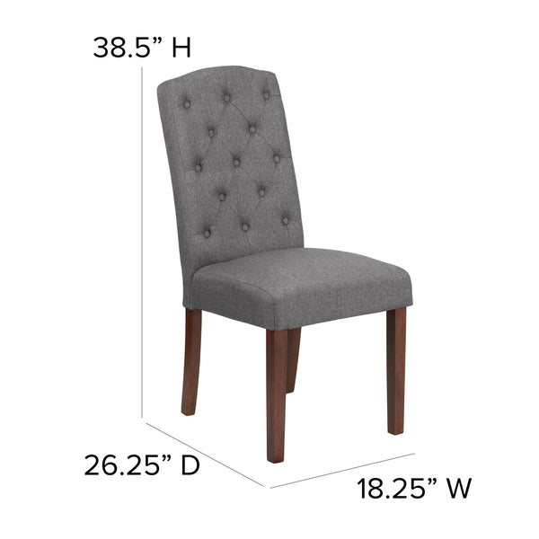 Gray Fabric |#| Gray Fabric Upholstered Diamond Patterned Button Tufted Parsons Chair