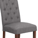 Gray Fabric |#| Gray Fabric Upholstered Diamond Patterned Button Tufted Parsons Chair