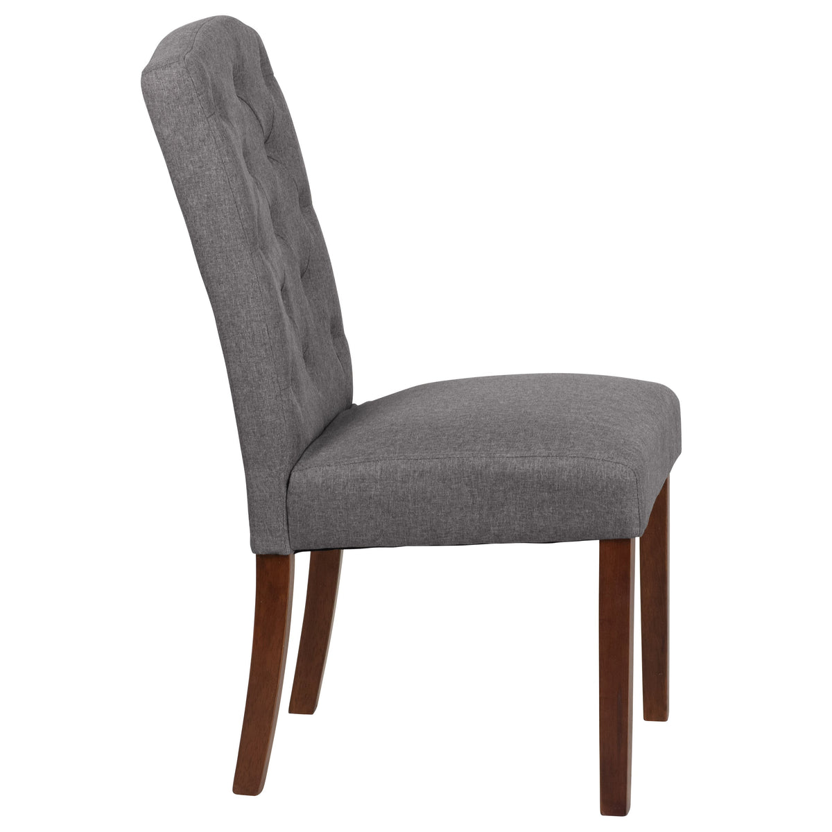 Gray Fabric |#| Gray Fabric Upholstered Diamond Patterned Button Tufted Parsons Chair