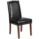 Black LeatherSoft |#| Black LeatherSoft Parsons Chair with Panel Stitching and Silver Accent Nail Trim