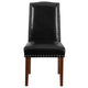 Black LeatherSoft |#| Black LeatherSoft Parsons Chair with Panel Stitching and Silver Accent Nail Trim