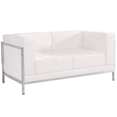 HERCULES Imagination Series Contemporary LeatherSoft Modular Loveseat with Quilted Tufted Seat and Encasing Frame