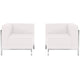Melrose White |#| White LeatherSoft 2 Piece Modular Corner Chair Set with Taut Back and Seat