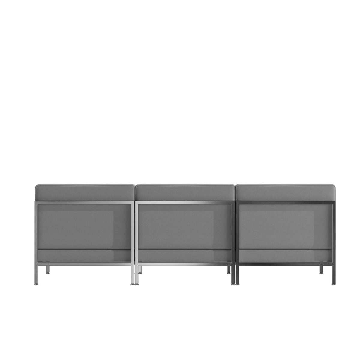 Gray |#| 3 Piece Gray LeatherSoft Modular Reception Lounge Set - Reception Bench