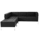 Black |#| 3 Piece Black LeatherSoft Modular Sectional Configuration - Stainless Steel Legs