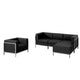 5 Piece Black LeatherSoft Modular Sectional & Chair - Stainless Steel Legs
