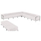 Melrose White |#| 12 PC White LeatherSoft Modular Sectional & Ottoman Set - Stainless Steel Legs