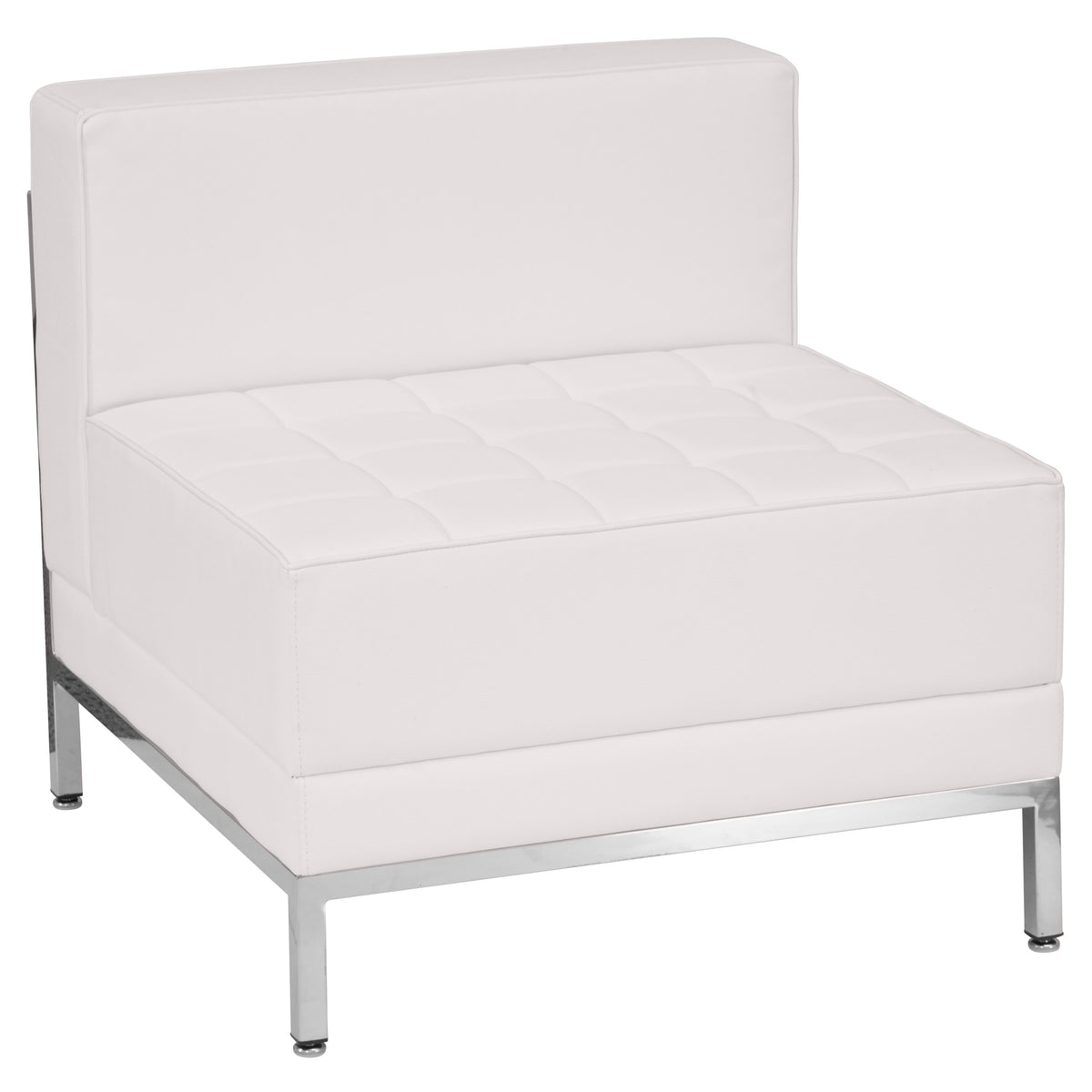 White LeatherSoft Modular Sofa, Chair & Ottoman Set with Taut Back and Seat