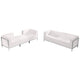 Melrose White |#| 4 Piece White LeatherSoft Modular Sofa & Lounge Chair Set w/ Taut Back &Seat
