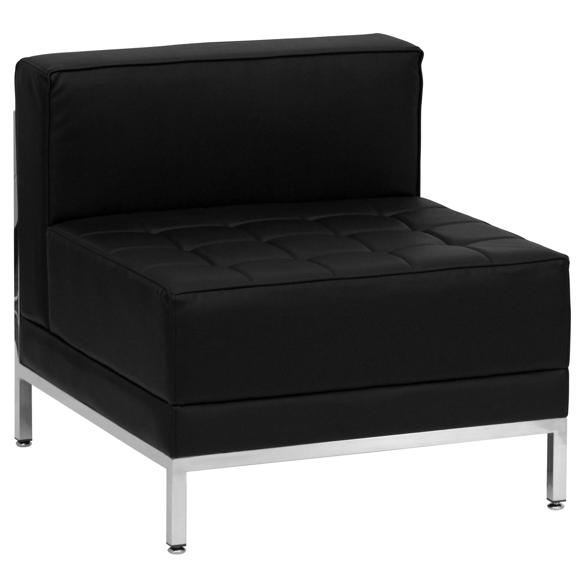 Black |#| Black LeatherSoft Modular U-Shape Sectional Configuration, 10 Pieces