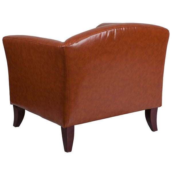 Cognac |#| Cognac LeatherSoft Chair with Cherry Wood Feet - Lobby & Guest Seating