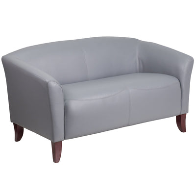 HERCULES Imperial Series LeatherSoft Loveseat with Cherry Wood Feet