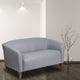 Gray |#| Gray LeatherSoft Loveseat w/ Cherry Wood Feet - Reception or Home Office Seating