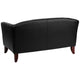 Black |#| Black LeatherSoft Loveseat w/Cherry Wood Feet - Reception or Home Office Seating