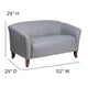 Gray |#| Gray LeatherSoft Loveseat w/ Cherry Wood Feet - Reception or Home Office Seating