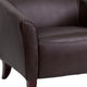 Brown |#| Brown LeatherSoft Sofa with Cherry Wood Feet - Reception or Home Office Seating