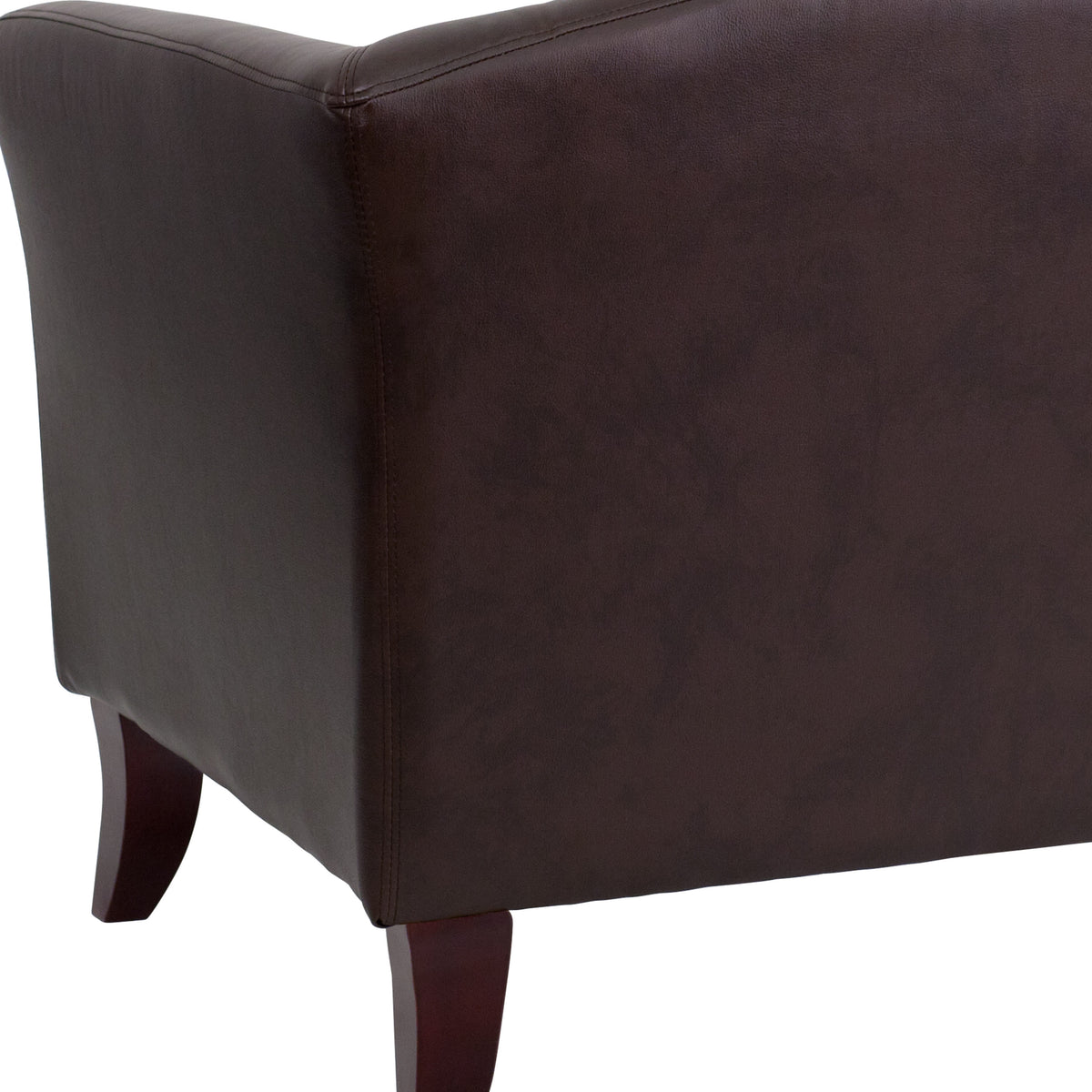 Brown |#| Brown LeatherSoft Sofa with Cherry Wood Feet - Reception or Home Office Seating