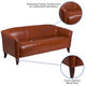 Cognac |#| Cognac LeatherSoft Sofa w/ Cherry Wood Feet - Reception or Home Office Seating