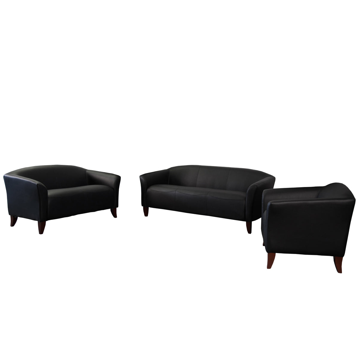 Black |#| Reception Set in Black with Cherry Wood Feet - Hospitality and Lounge Furniture