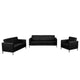 Black |#| Tufted Black LeatherSoft Reception Set with Integrated Stainless Steel Frame