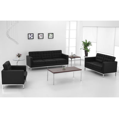 HERCULES Lacey Series Contemporary Button Tufted LeatherSoft Loveseat with Integrated Stainless Steel Frame