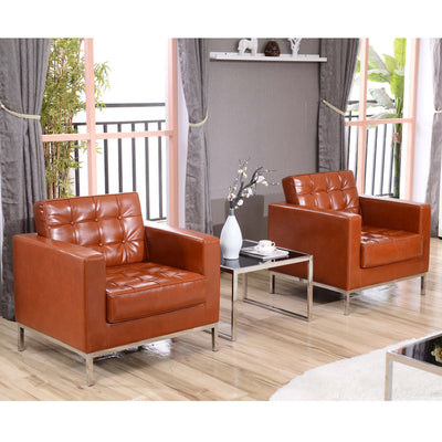 HERCULES Lacey Series Contemporary LeatherSoft Chair with Integrated Stainless Steel Frame - View 2