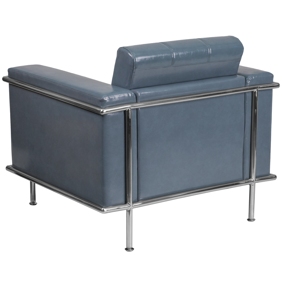 Gray |#| Contemporary Gray LeatherSoft Double Stitch Detail Chair with Encasing Frame